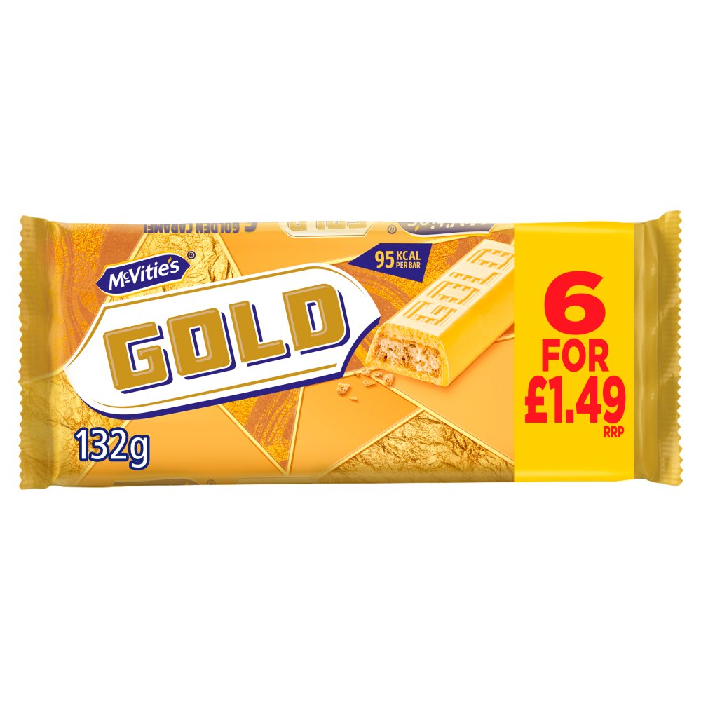 Mcvitie's Gold Golden Caramel Flavour Biscuit Bars 106g