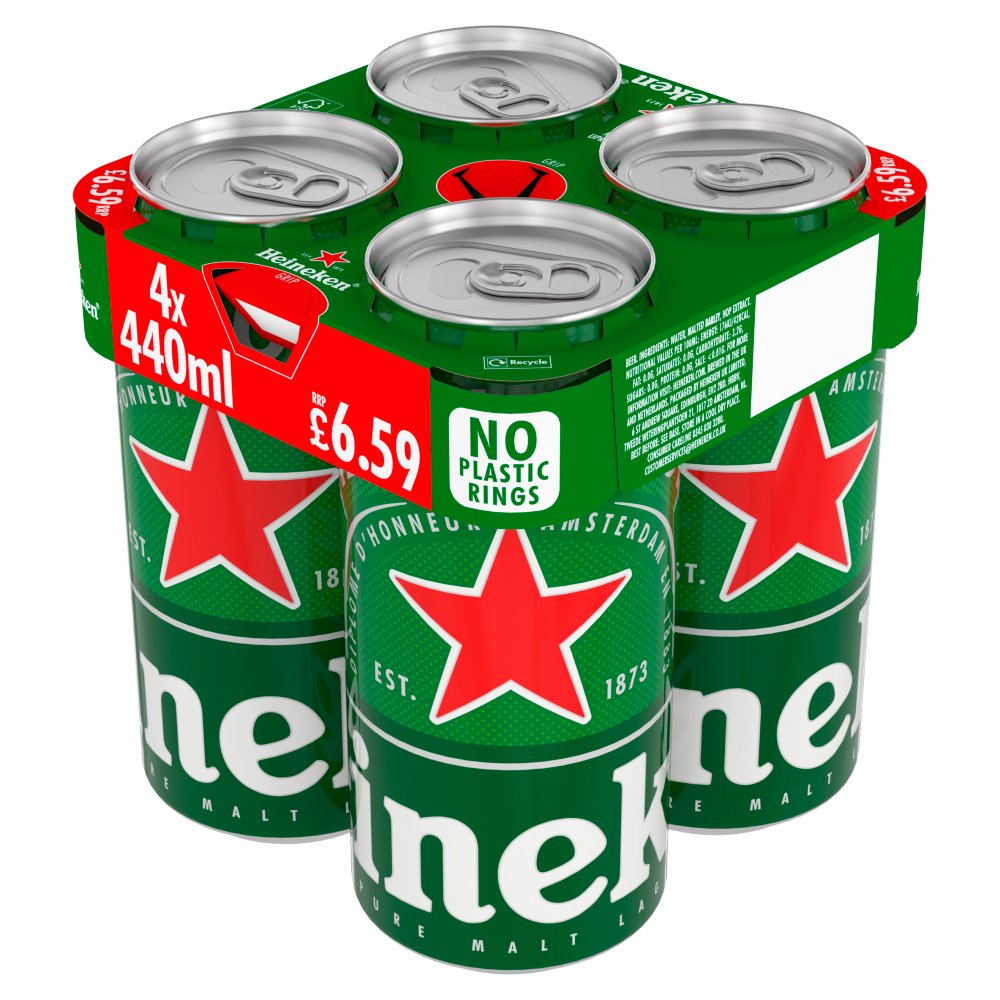 Heineken Original Quality Pure Malt Lager Cans 4 x 440ml