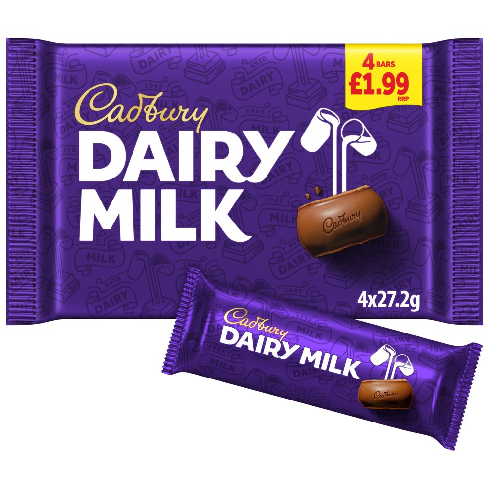 Cadbury Dairy Milk Chocolate Bar 4 Pack Multipack