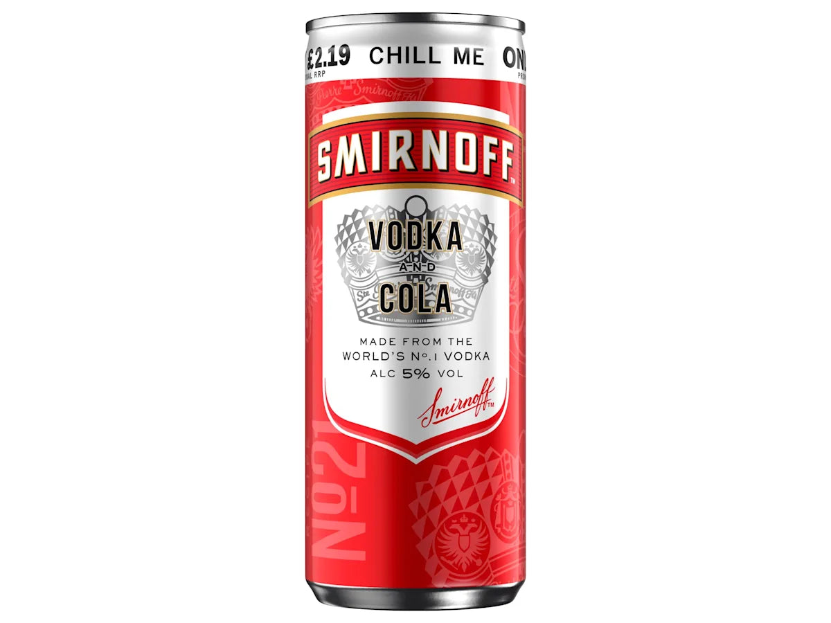 Smirnoff No. 21 Vodka and Cola 5% vol Ready to Drink Premix 250ml Can