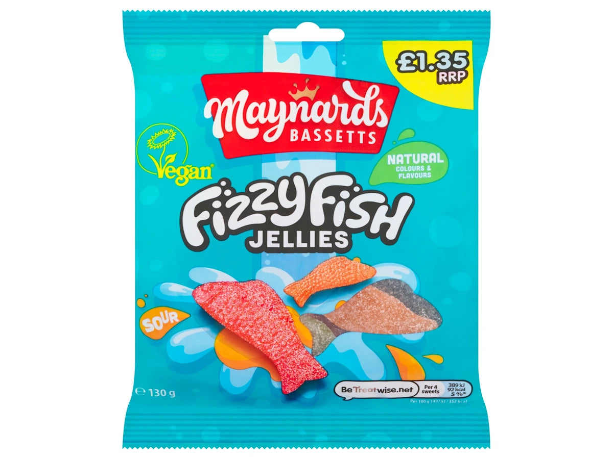 Maynards Bassetts Fizzy Fish Sweets Sharing Bag 130g