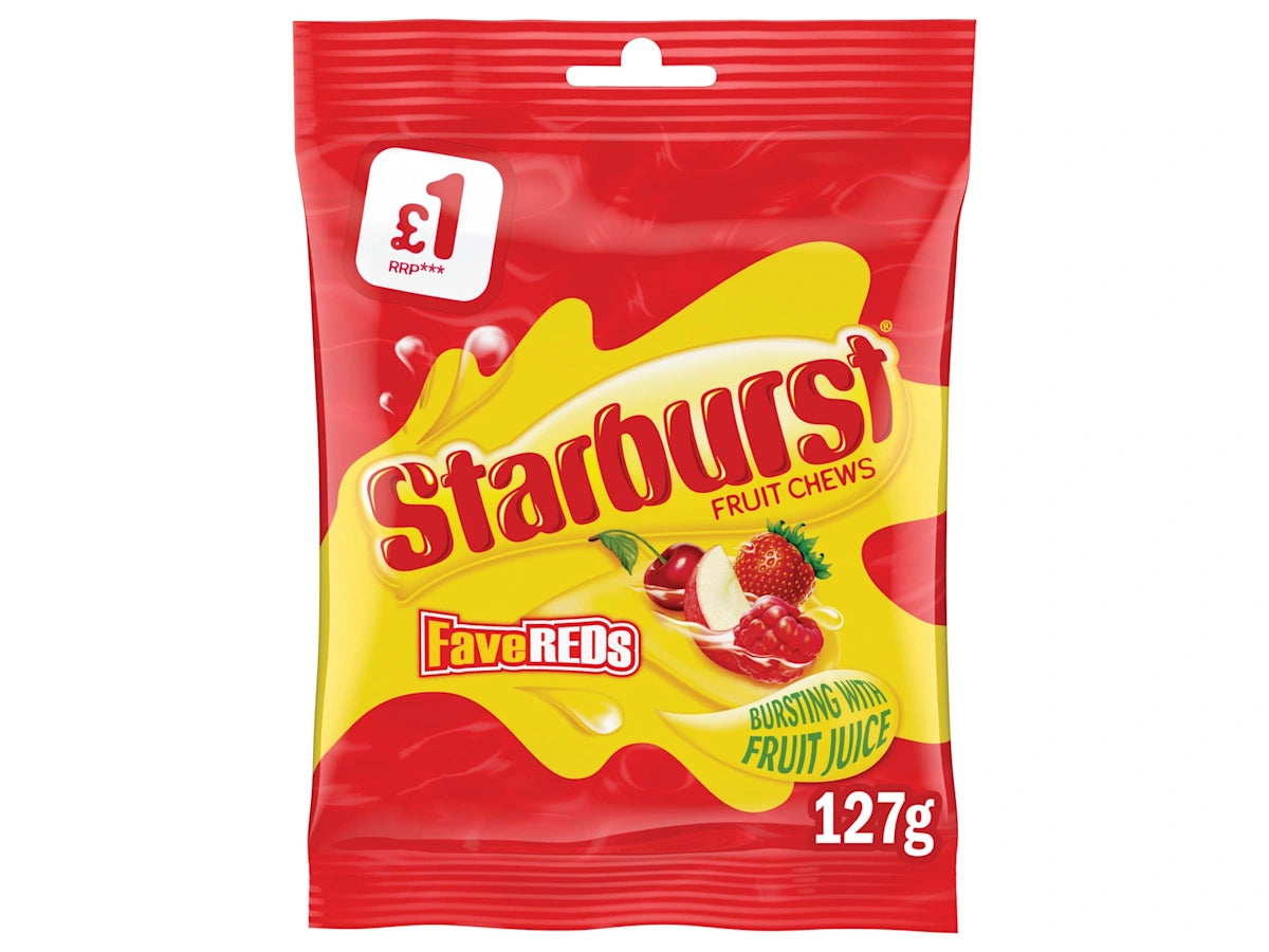 Starburst Fave Reds Vegan Chewy Sweets Fruit Flavoured Treat Bag 127g