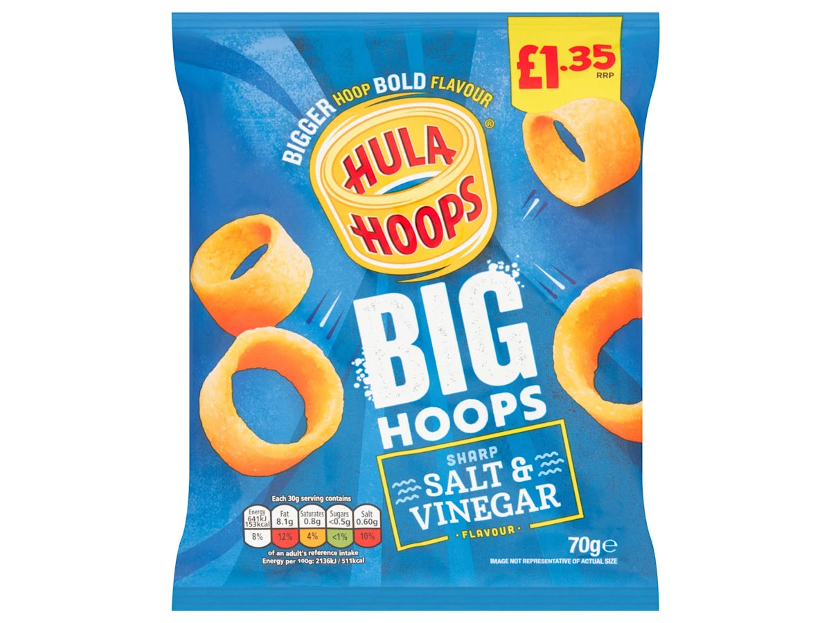 Hula Hoops Sharp Salt & Vinegar Flavour Big Hoops 70g